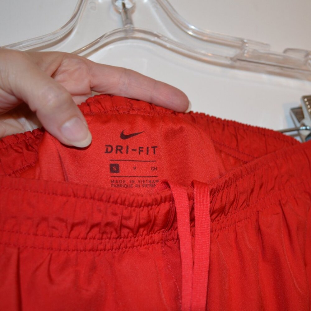Nike Dri-Fit Activewear Sport Mini Shorts Red -White-Black Mesh Lining Ties S - Picture 4 of 9